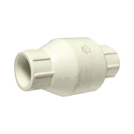 Midland Industries InLine Spring Check Valve, 2 Nominal, Socket, 200 psi at 77 deg F, PVC Body 940330
